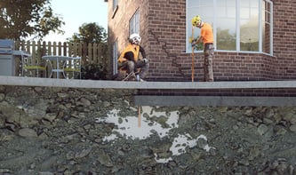 3D bild där man tydligt ser hur injektering av Geobears geopolymer fungerar i marken.